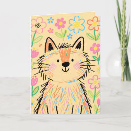 Tarjeta de Felicitación de Gato Garabato Suave Cre