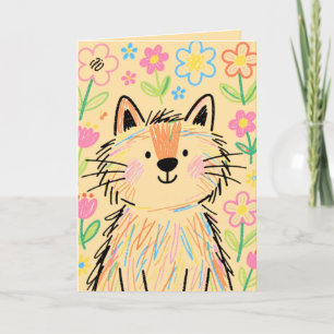 Tarjeta de Felicitación de Gato Garabato Suave Cre