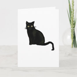 Tarjeta de Felicitación de Gato Negro en Blanco