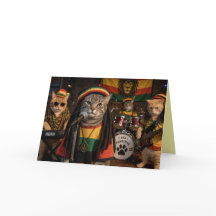 Tarjeta de Felicitación de Gato Reggae Divertida