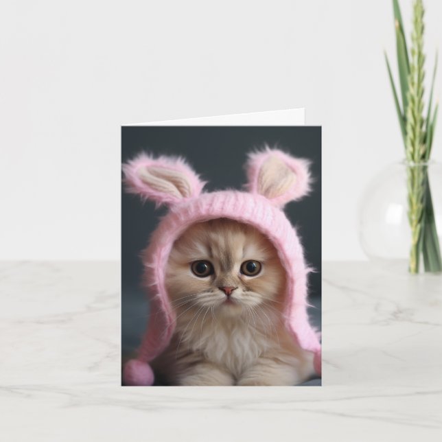Tarjeta de Felicitación de Gato y Conejo (Anverso)