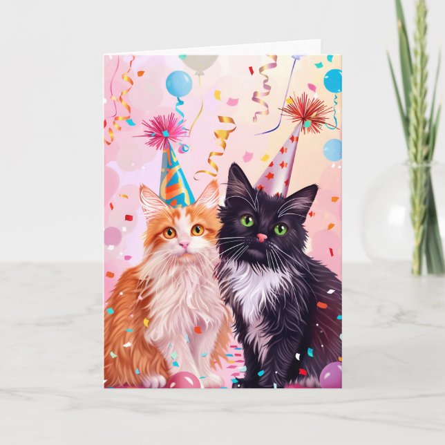 Tarjeta de felicitación de gatos (Anverso)