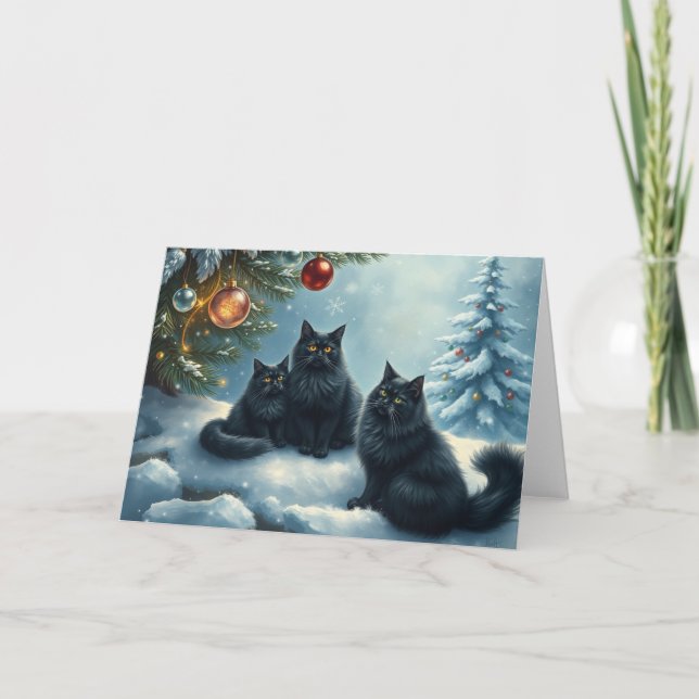 Tarjeta de felicitación de gatos para navidades (Anverso)