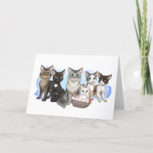 Tarjeta de felicitación de gatos y tripulantes de 