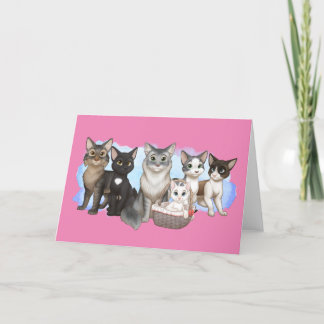 Tarjeta de felicitación de gatos y tripulantes de 