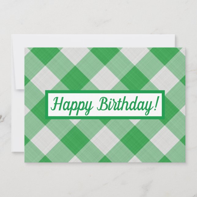 Tarjeta de felicitación de gingham verde (Anverso)