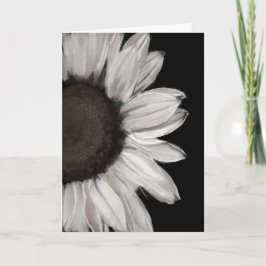 Tarjeta de felicitación de girasol en blanco y neg