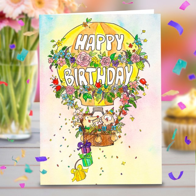 Tarjeta de felicitación de globo aerostático de cu (Subido por el creador)