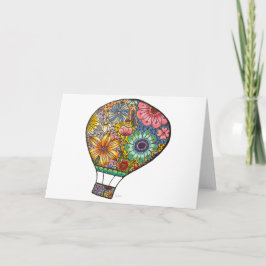 Tarjeta de felicitación de globo aerostático flora
