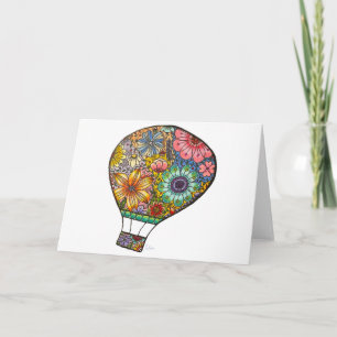 Tarjeta de felicitación de globo aerostático flora