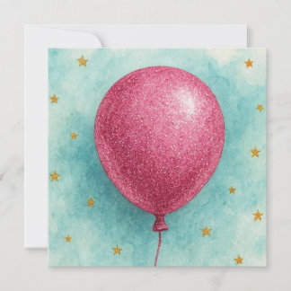 Tarjeta de felicitación de globo con purpurina ros