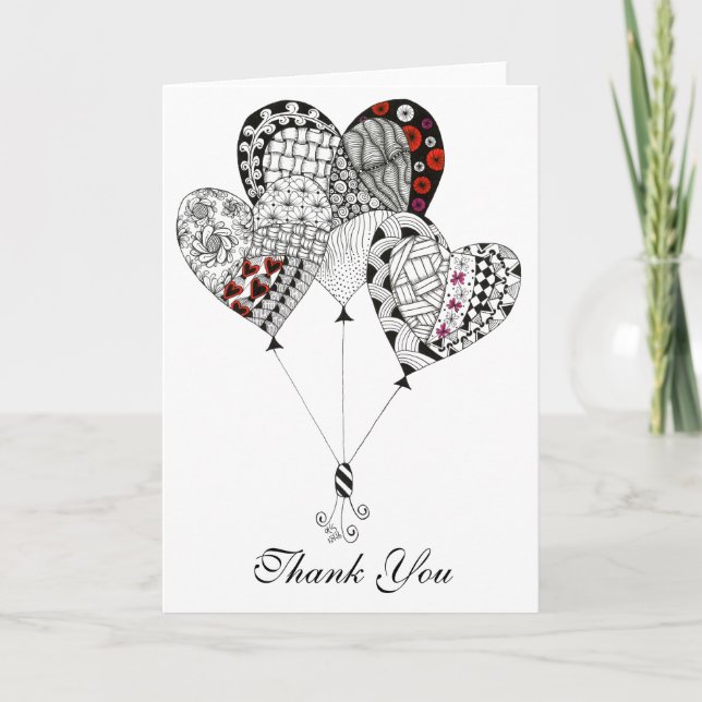 Tarjeta de felicitación de globos de corazón mate  (Anverso)