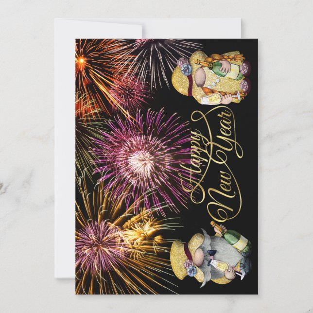 Tarjeta de felicitación de Gnomes de Año Nuevo Fel (Anverso)