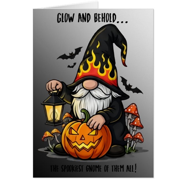 Tarjeta de Felicitación de Gnomo de Halloween (Frente)