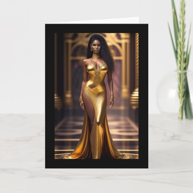 Tarjeta de felicitación de Golden Gown Goddess (Anverso)