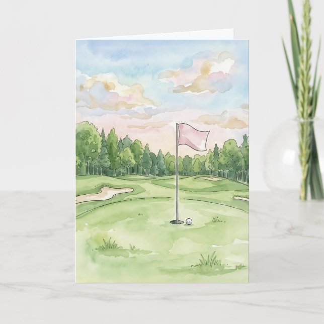 Tarjeta de felicitación de golf Happy Putt (Anverso)