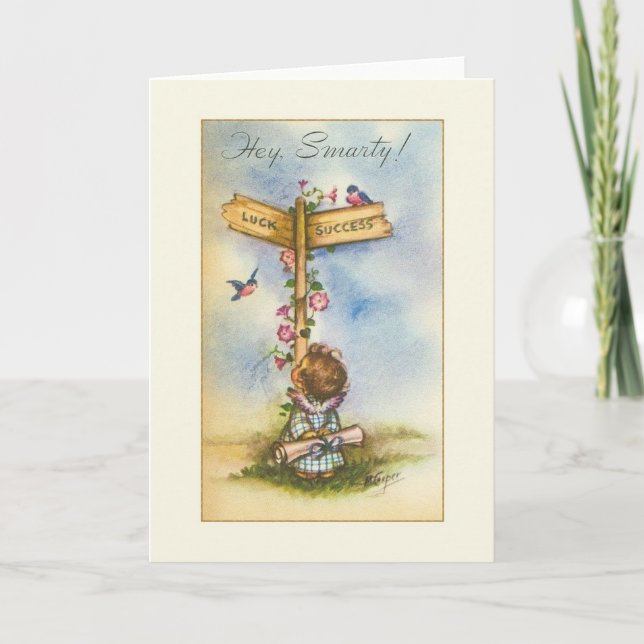 Tarjeta de felicitación de graduación de época (Anverso)
