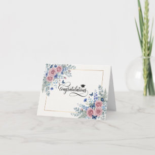 Tarjeta de Felicitación de Graduación Floral Rosa