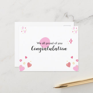 Tarjeta de felicitación de graduación rosa