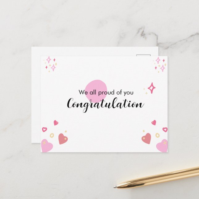 Tarjeta de felicitación de graduación rosa (Anverso/Reverso In Situ)