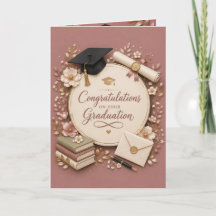 Tarjeta de felicitación de graduación rosa elegant