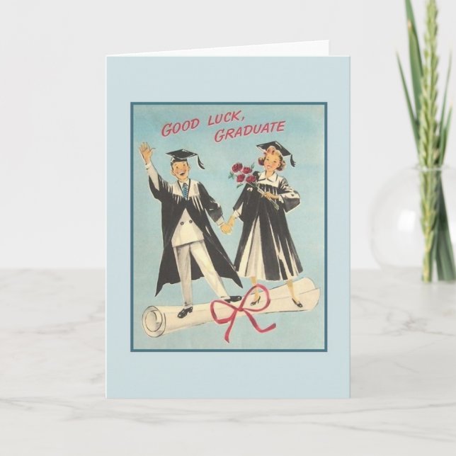 Tarjeta de felicitación de graduación vintage (Anverso)
