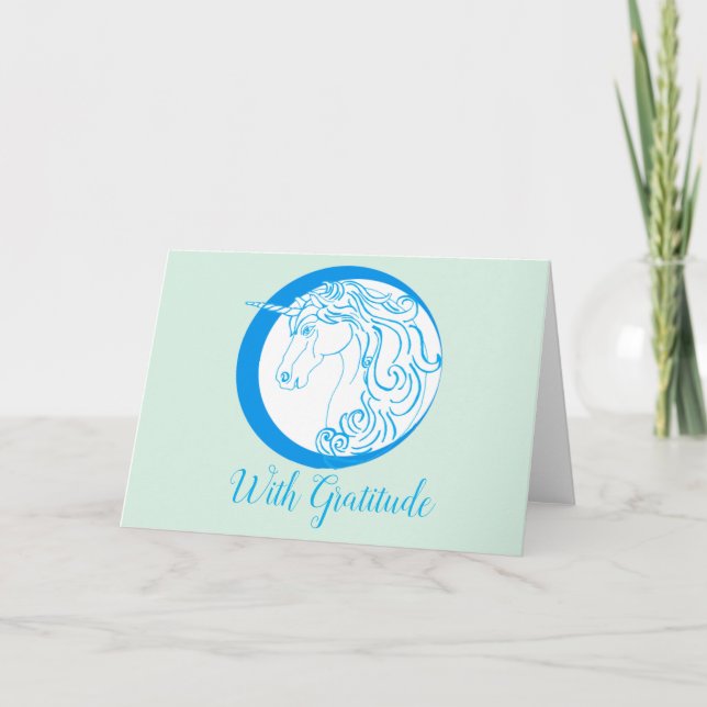 Tarjeta de felicitación de gratitud de Unicorn - e (Anverso)