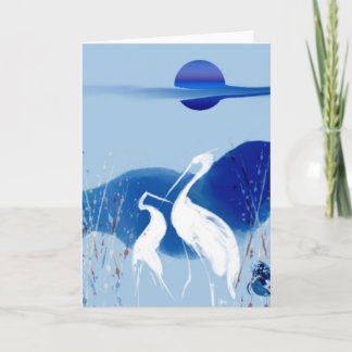 Tarjeta de felicitación de grullas blancas