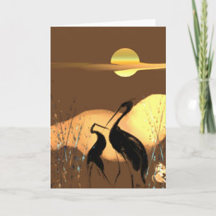 Tarjeta de felicitación de grullas nocturnas