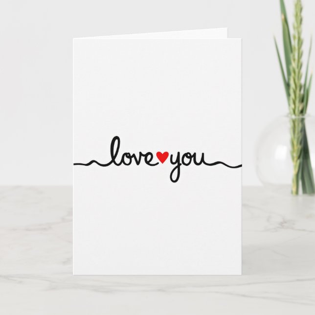 Tarjeta de felicitación de guión de corazón te amo (Anverso)