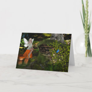 Tarjeta de Felicitación de Hada Bonita Sentada en 