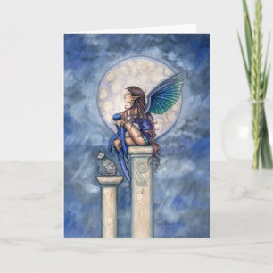 Tarjeta de felicitación de hada de luna índigo y g