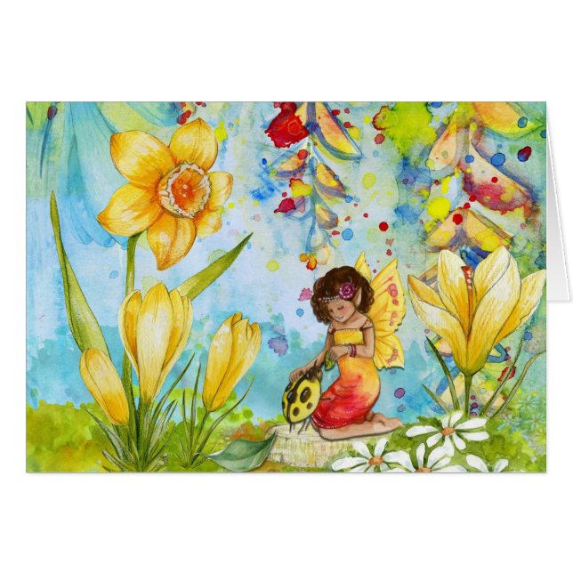Tarjeta de Felicitación de Hada del Jardín (Anverso (Horizontal))