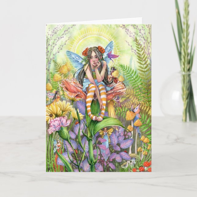 Tarjeta de felicitación de hadas de la flor (Anverso)