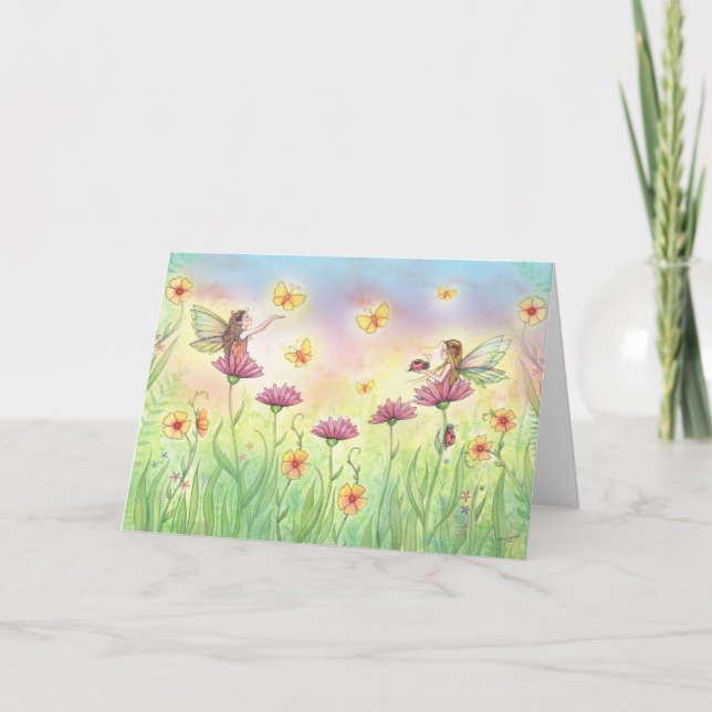 Tarjeta de felicitación de hadas hermanas (Anverso)