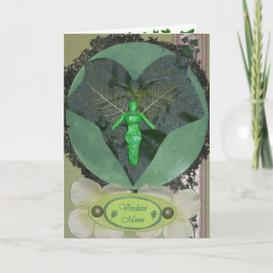 Tarjeta de felicitación de hadas verde de la luna