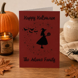 Tarjeta de felicitación de Halloween Bruja