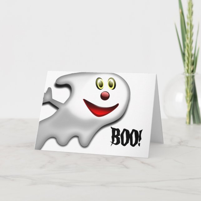 Tarjeta de felicitación de Halloween con fantasma (Anverso)