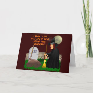 Tarjeta de felicitación de Halloween de la bruja y