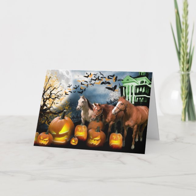 Tarjeta de felicitación de Halloween del caballo (Anverso)