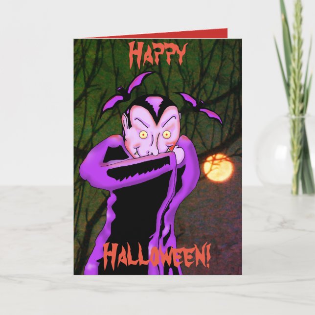 Tarjeta de felicitación de Halloween del vampiro (Anverso)