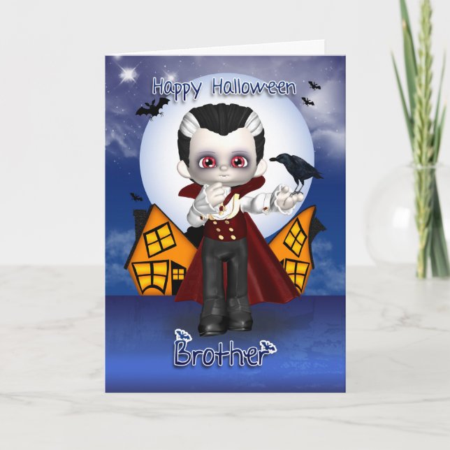 tarjeta de felicitación de Halloween del vampiro (Anverso)