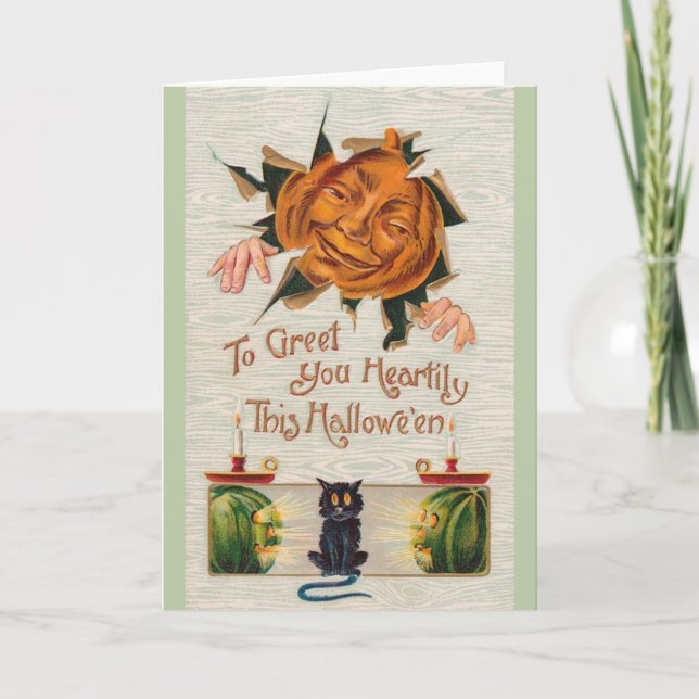 Tarjeta de felicitación de Halloween del Victorian (Anverso)