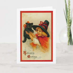Tarjeta de felicitación de Halloween del vintage