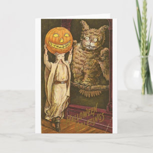 Tarjeta de felicitación de Halloween del vintage