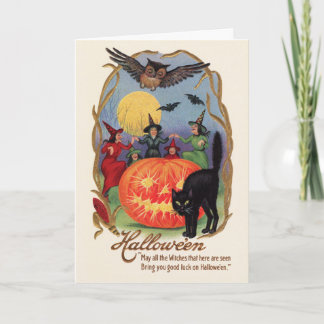 Tarjeta de felicitación de Halloween del vintage