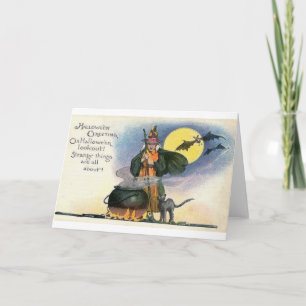 Tarjeta de felicitación de Halloween del vintage