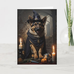 Tarjeta de felicitación de Halloween feliz (perro)