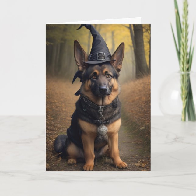 Tarjeta de felicitación de Halloween feliz (perro) (Anverso)