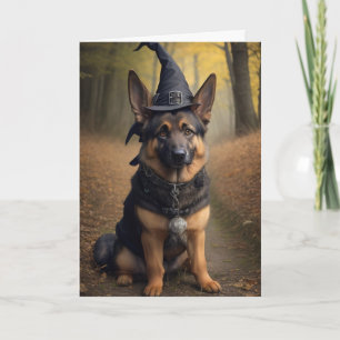 Tarjeta de felicitación de Halloween feliz (perro)